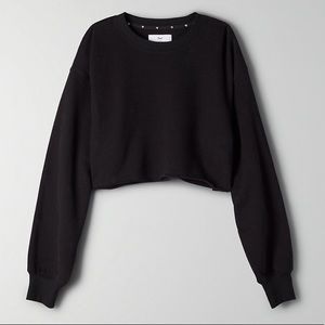 Cropped boyfriend crewneck (Black-Size 1)